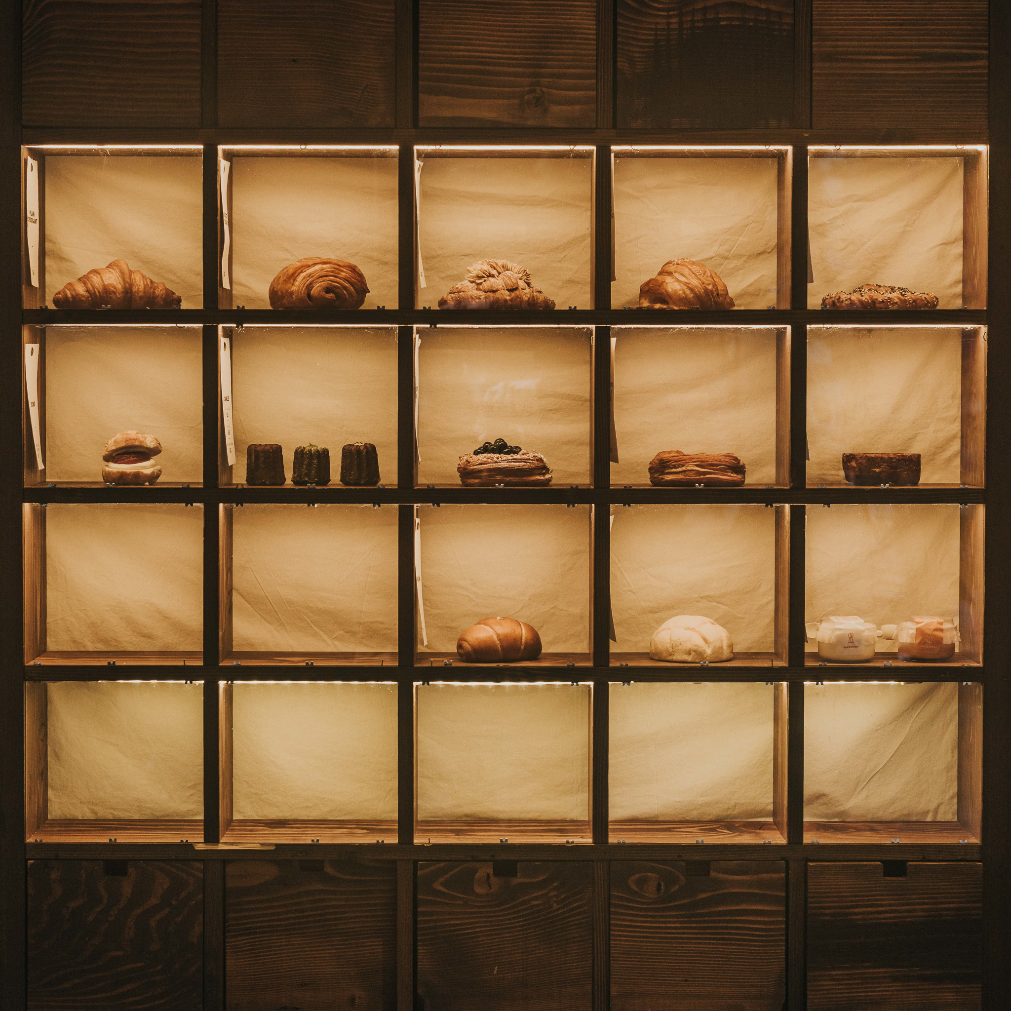 Bakemono Bakers pastry display shelves
